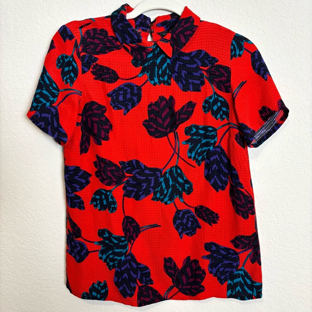 Marc by Marc Jacobs Silk Floral Tulip Print Short Sleeve Blouse Top Women’s 0